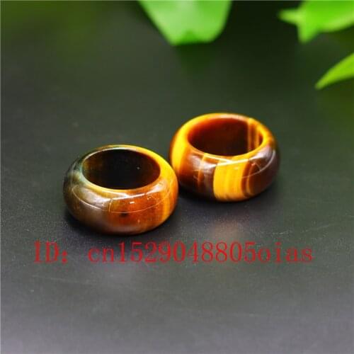 Natural Jade Stone Ring Chinese Tiger Eye Jadeite Amulet Fashion Charm Jewelry Hand Carved Crafts Gifts for Women Men
