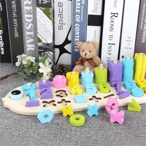 Fish-shaped Sorting Learning Educational Toys Colors Stacking Number Counting Boards Fish Shape Logarithmic Plate Puzzle Toy