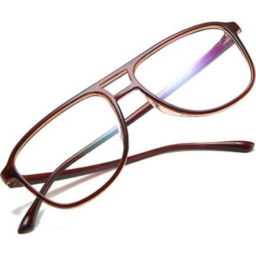 Fashion Glasses Women & Men Retro Optical Eyewear Personality Double Beam Eyeglasses Unisex Oversize Frame Anti-UV Spectacles