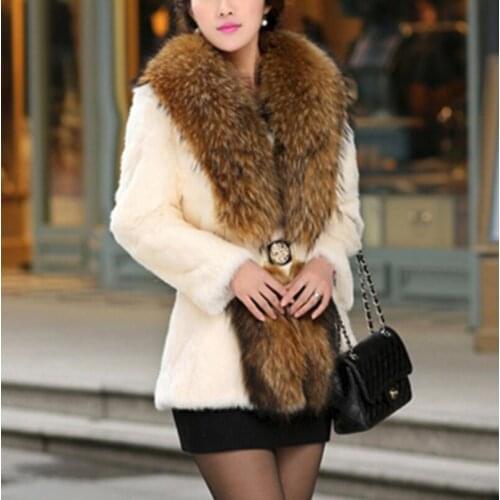 Multi-color large size imitation fur coat 2018 autumn and winter Slim-like scorpion large fur collar long fur coat jacket