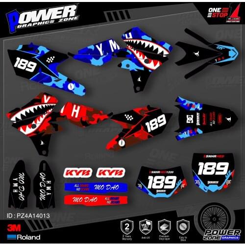 PowerZone Custom Team Graphics Backgrounds Decals 3M Stickers Kit For YAMAHA 14-18 YZ250F 15-18 YZ250FX WRF250 14-17 YZ450F 013