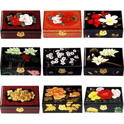 PingYao Shanxi China hand push light lacquer Chinese lacquerware jewelry box storage case Traditional wood crafts wedding decor