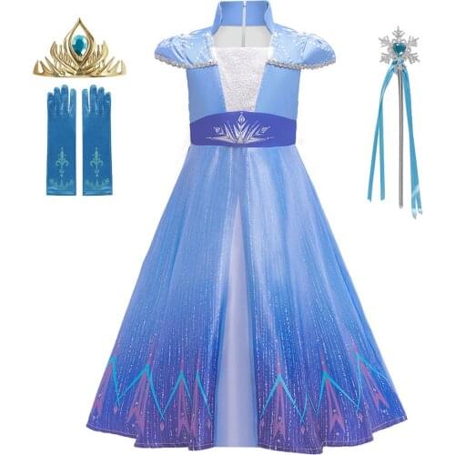 Elsa Dresses For Girls Princess Party Elsa Costume Snow Queen 2 Cosplay Elza Vestidos Children Halloween Birthday Party Clothing