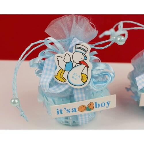 Cartoon duck pattern Birthday Baby Shower Party Favors Basket Candy Box with Ribbons Christening Boy Girl Gift Boxes