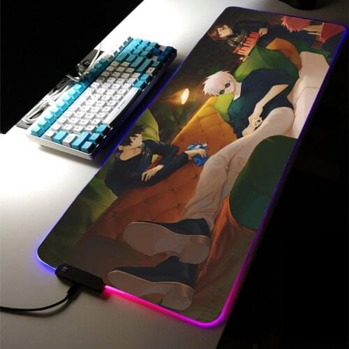 MRGLZY Jujutsu Kaisen Hot Anime Multi-size Large LED Light RGB Gamer Mouse Pad Gojo Satoru Gaming Accessories Desk Mat for LOL