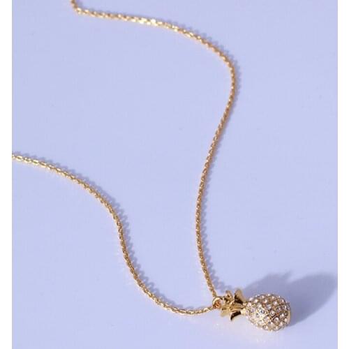 Simple tropical fruit series pineapple inlaid with zircon small and exquisite Necklace