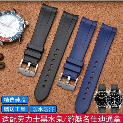 20 mm 22mm High quality double color silica gel strap for Rolex Water Ghost single red letter new ghost King rubber strap