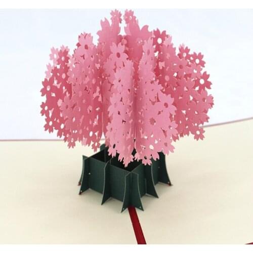 Love Card Romantic Cherry Blossom Tree Card 3D Handmade Paper Thanksgiving Mothers Day Letter Paper Wishing Love Wedding Card