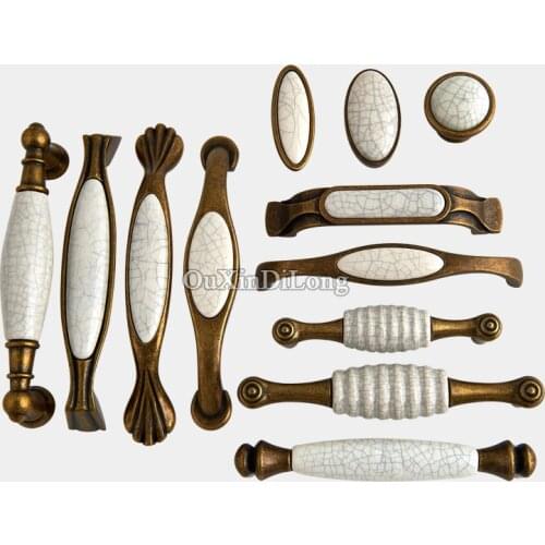 Brand New 10PCS Furniture Handles European Ceramic Crack Drawer Wardrobe Cupboard Kitchen Cabinet Door Pulls Handles and Knobs