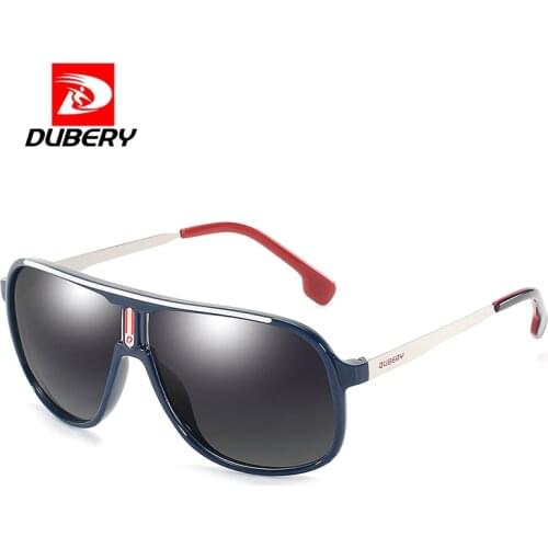 DUBERY Square Polarized Sunglasses Aviation Red Mirror Metal Sport Sun Glasses Male UV400 Driver Shades Coating Oculos