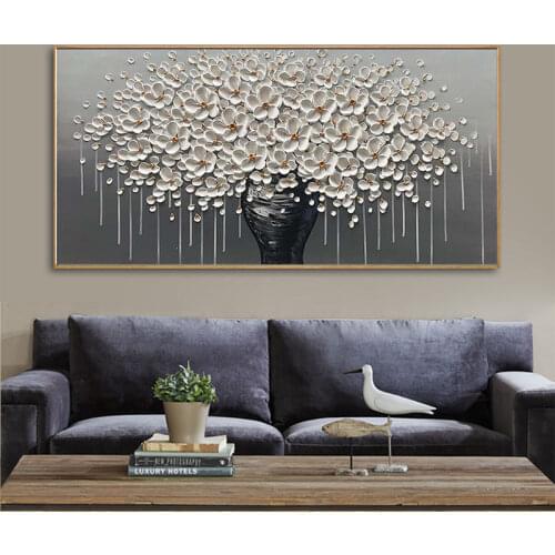 Modern Nordic Abstract Style HD Poster Oil Painting Big Money Tree Flower Living Room Bedroom Home Wall Decoration Art Gift