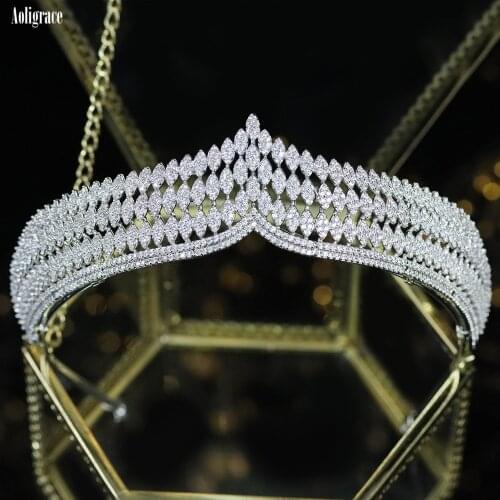 Cubic Zirconia CZ Wedding European Princess Tiaras Pageant Crowns Jewelry Sweet 16 Headpiece for Women Bridal Hair Accessories