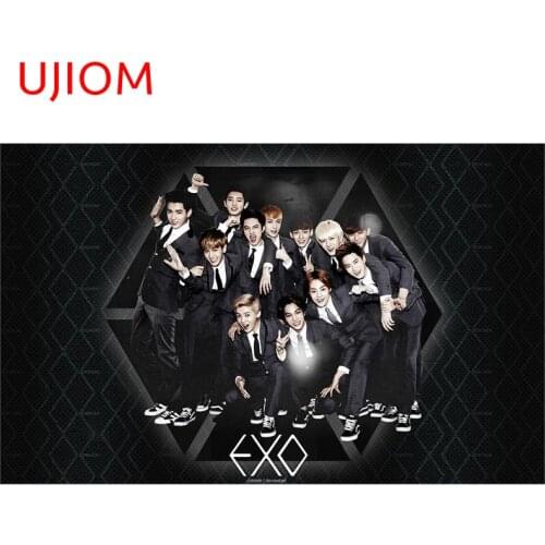 UJIOM Home Decoration EXO Team Group Poster Wall Sticker Fashion Waterproof Wall Cupboard Stickers Art Room Decor Art Decals