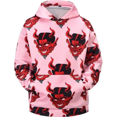 Hip Hop Streetwear Hoodie Mens Hell Demon Print Print Harajuku Hooded Pullover Loose Winter Cotton Casual Hoodie Sweatshirts