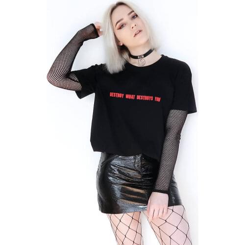 Destroy What Destroys You T-shirt Women Sexy Red Letter Print tshirt Summer Style Outfits tees Funny Graphic tops