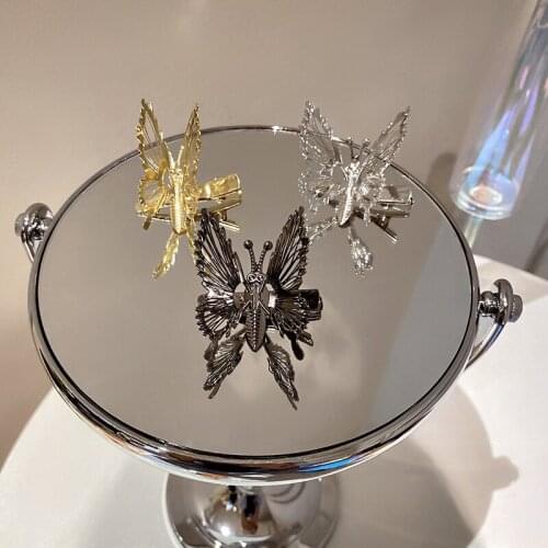 Origin Summer Statement Metal Gold Silver Black Color Butterfly Barrettes for Women Femme Hollow Clip Hairpin Hair Accessories