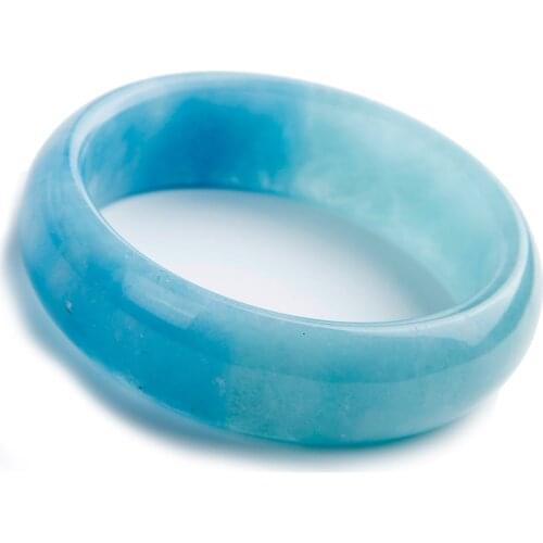 2018 Genuine Natural Blue Stone Bangles Bracelets For Women Femme Charm Fashion Round Trendy Crystal Bangle Inner Diameter 53mm