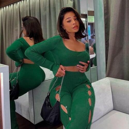 New Sexy Bandage Pants Set Women Two Piece Set Bodycon Bodysuit Top+pants Celebrity Party Set Summer Clubwear