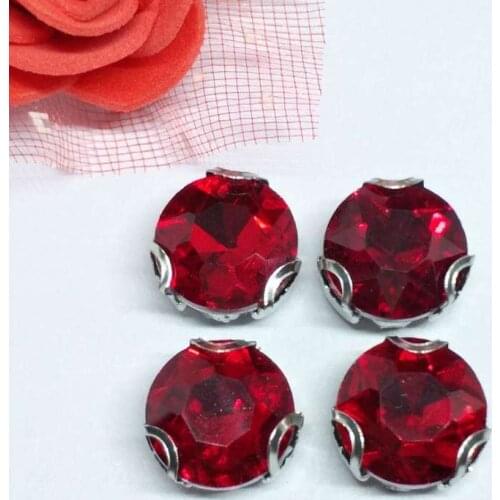 The Stone Flower Red Crystal Glass Sewing Rhinestones with D Shape Claw DIY Jeans Woman and Wedding Dresses