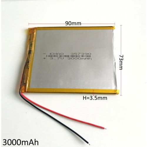3.7V 3000mAh 357390 Polymer Lithium Li-Po Rechargeable Battery For GPS PSP DVD E-book Tablet PC power bank laptop camera PAD MID