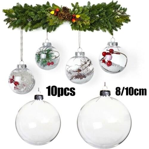10pcs Clear Plastic Balls Bauble Ornament Christmas Party DIY Hanging Pendant Bauble Jewelry Gifts Box 8/10cm