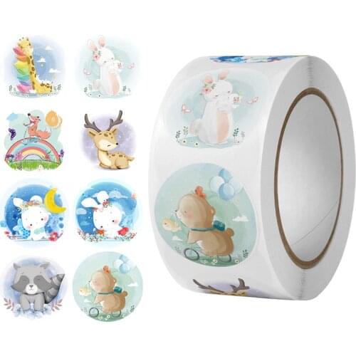500pcs Cartoon Animal Label Stickers Decals Teaching Supplies for Kids Classroom Home Rewards Party Favor Planners, Journals