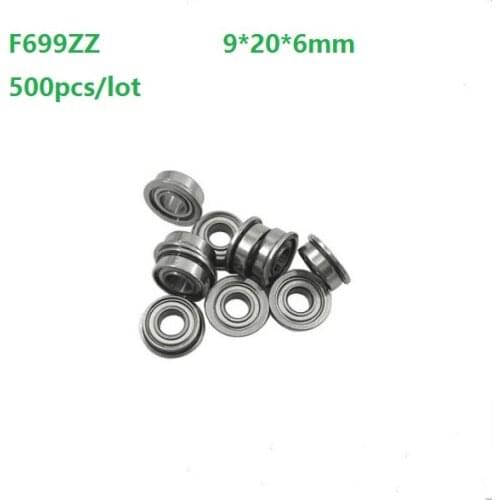 500pcs/lot F699ZZ F699Z F699 Z ZZ F699-ZZ 9x20x6mm Double Metal cover Flange Deep Groove Ball Bearing Miniature mini 9*20*6mm