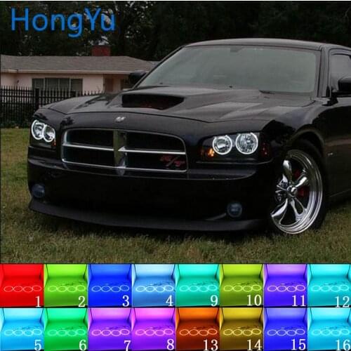 For Dodge Charger 2005 2006 2007 2008 2009 2010 Accessories Multi-color RGB LED Angel Eyes Halo Ring Eye DRL RF Remote Control
