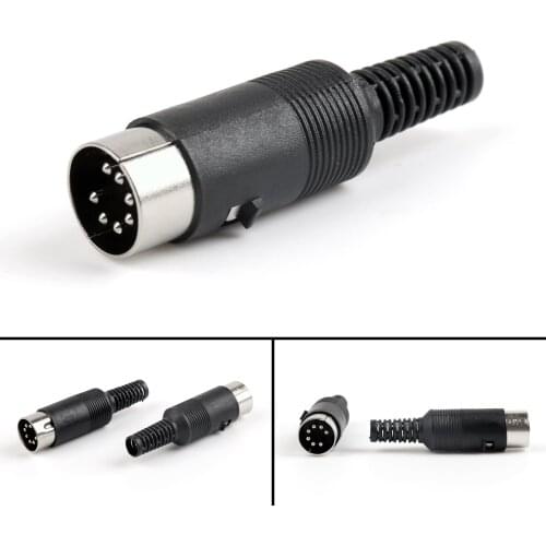 Artudatech 100 Pcs 7Pin DIN Male Plug Adapter Solder Cable Connector Plastic Handle Audio Jack Parts