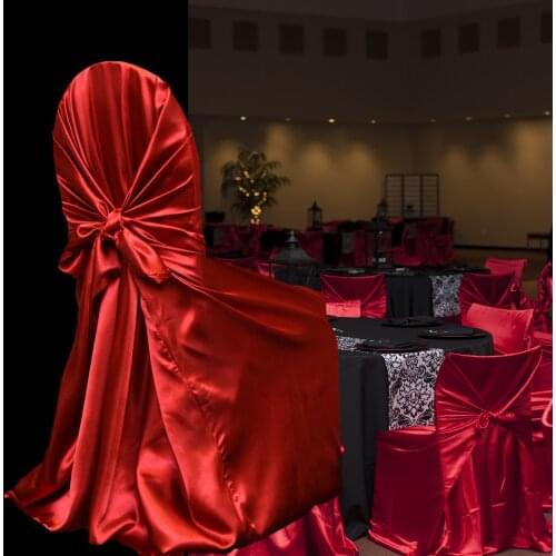 BITFLY Self Tie Satin Chair Cover Wedding Banquet Party Decoration Annual Dinner Supplies Universal Chair Covers Home Decor