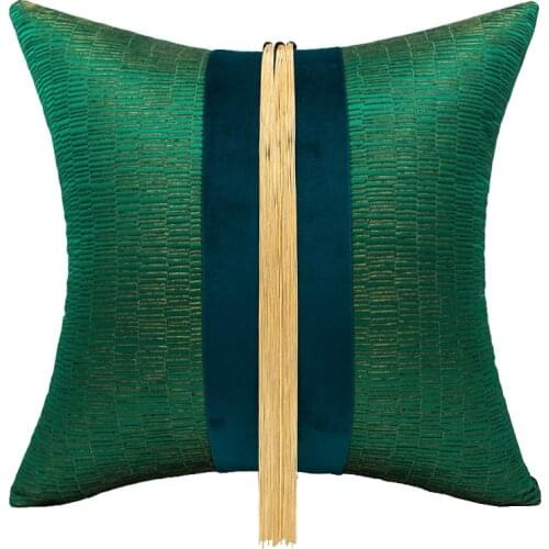 Nodric Decorative Green Cushion Cover For Living Room High Grade Metal Tassel Pillow Cover Throw Pillows Home Decor 45x45cm