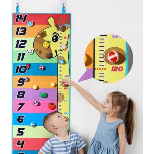 Kids Growth Chart Wall Dart Board Game With Sticky Balls & Toys Cartoon Height Measure Wall Sticker Child Growth Ruler Stickers