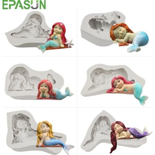 Mermaid Shape 3D Silicone Soap Mold DIY Soap Form Making Moule Savon Silicona Fondant Cake Decorating Tools Chocolate Soap Moule