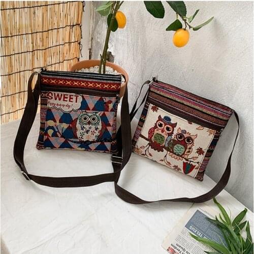 Canvas Tote Shoulder Bags New Cartoon Embroidery OWL Cotton Cloth Shopper Bag Korean Large Fabric Eco Shopping Bag Handbags