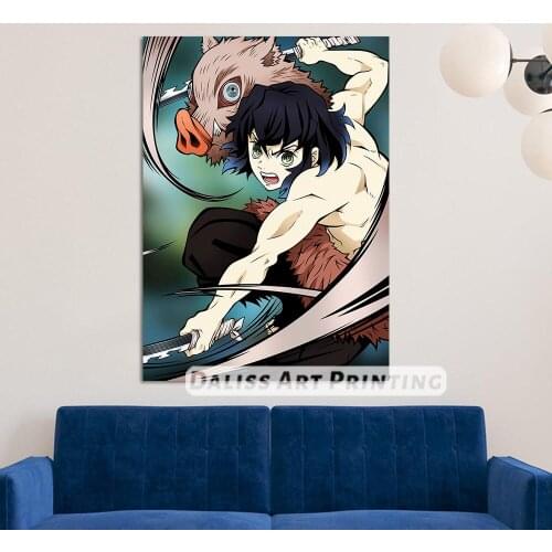 Canvas Anime Demon Slayer Inosuke Pictures Home Decoration Paintings Poster HD Prints Wall Art Modular Living Room Framed