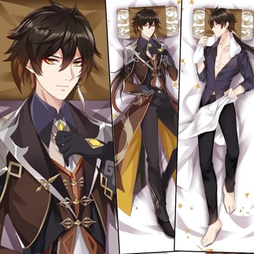 Game Genshin Impact Zhongli Cosplay Anime Body Pillow Case Custom DIY Dakimakura Japanese Otaku Hugging Body Pillow Cover Gifts