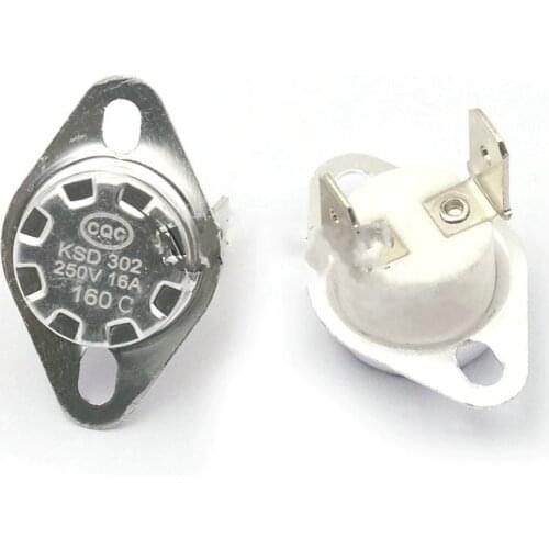 50PCS KSD302 16A 250V 40-100 degree Ceramic Normally Open Temperature Switch NO Thermostat 45C 55C 60C 65C 70C 75 80 85 90C 100C