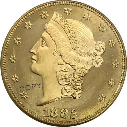 1882 United States 20 Twenty Dollars Liberty Head Double Eagle with motto Gold coin Brass Collectibles Copy Coin