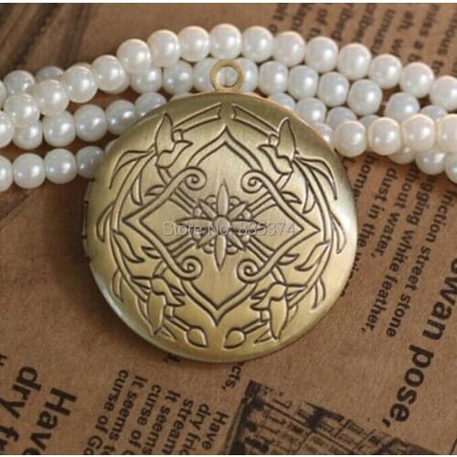 100pcs ANTIQUE BRONZE 31mm Round Charm & Pendant Photo Locket Frame Findings & Settings for DIY Necklace Jewelry Making