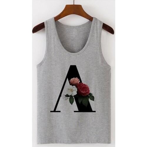Summer Alphabet Print Camisole Sexy Tank Tops Vest Women Tops Tee Shirt Sleeveless Gray Female Casual Harajuku Loose Plus Size