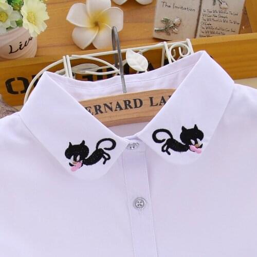Cute cartoon cat Business Women Fake Collar Detachable Collar Shirt Female Necklace Dress Lapel Blouse Decoration