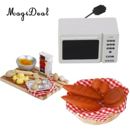 Modern Style 1:12 Scale Dollhouse Miniature Mini Wooden White Microwave Oven for Dolls House Kitchen Decor Life Scenes Toy