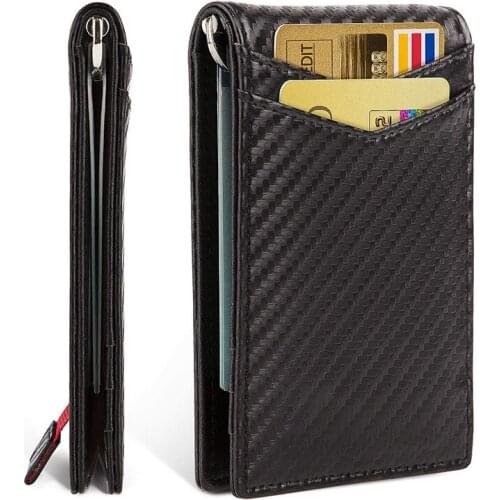 Minimalist Men Ultra-thin Wallet Leather Card Holder Wallet RFID Blocking Front Pocket Pu Men Safety Wallet Torage Father Gift