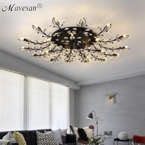 MS Modern New Design Crystal Gold/Black Lighting For Dining Room Kitchen Bedroom Round Chandeliers Living Room Light Fixtures