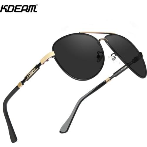 Kdeam Men Vintage Polarized Sunglasses Classic Brand Pilot Sun glasses Coating Lens Driving Eyewear For Men