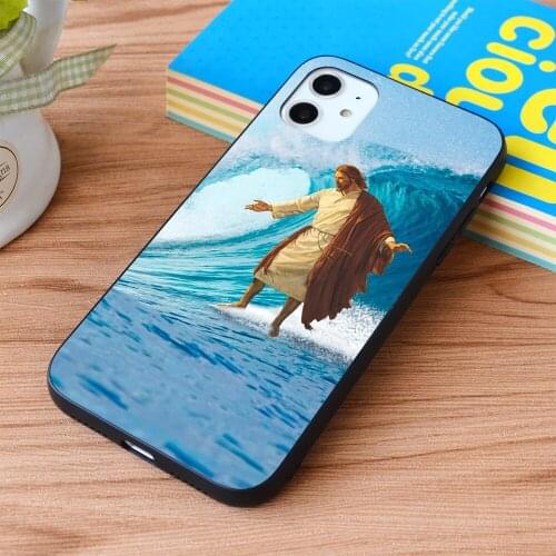 For iPhone Surfing Jesus Soft TPU border Apple iPhone Case