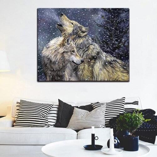 Painting by numbers art paint by number Hand-painted wise wolf group living study hallway background wall decorative painting