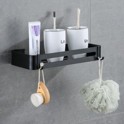 Bathroom Shelf Wall Mounted Black Alumimum Shower Shampoo Corner Shelves 20-50cm Bathroom Accessories Organizer Kitchen Rack