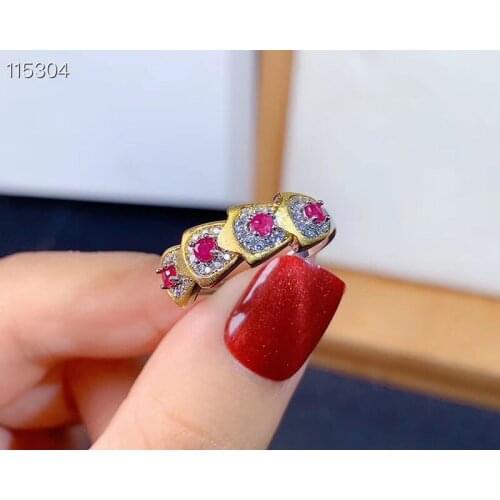 Natural Ruby Ring 2.5x2.5mm Round Faceted for Women Weeding Luxury Fine Jewelry High Quality Low Price S925 Silver