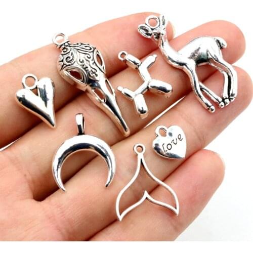 New Fashipn Antique Silver Plated Bird Moon Heart Deer Chrams Metal Alloy Pendant DIY Charms DIY Jewelry Making Findings